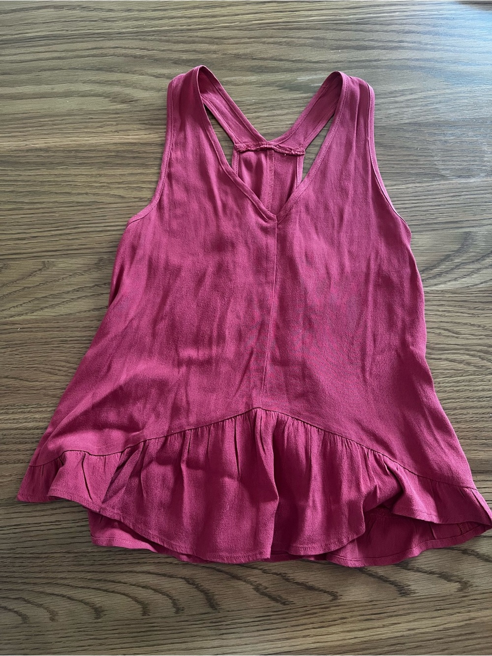 Women’s Pink Sleeveless Ruffle Hem Tank Top